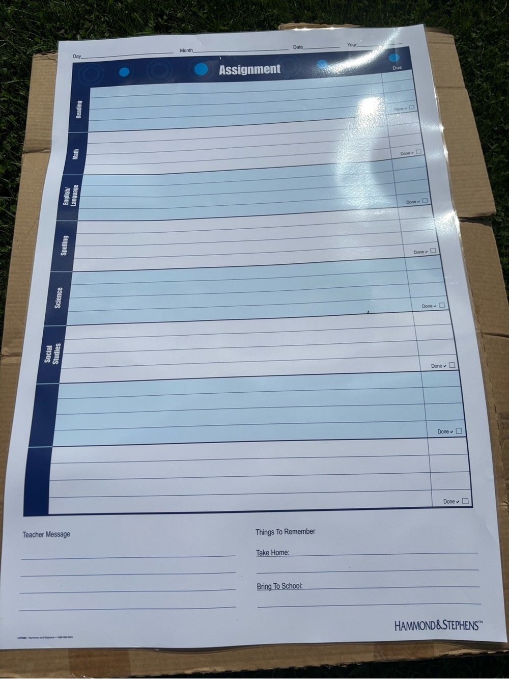 Blue Assignment Planner Pad